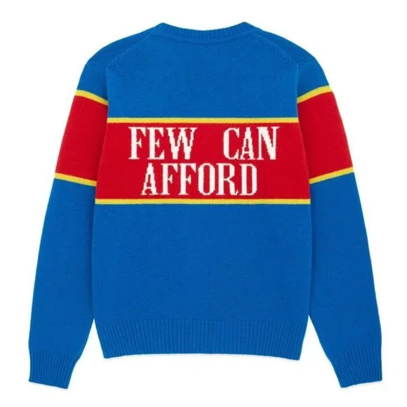 Rowing Blazers Gyles & George I'm A Luxury Blue 100% Wool Sweater Size M - Picture 7 of 7